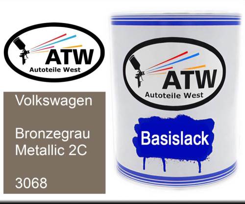 Volkswagen, Bronzegrau Metallic 2C, 3068: 1L Lackdose, von ATW Autoteile West.